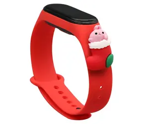Hurtel Weihnachtsarmband mit Schutzhülle für XIAOMI Mi Band 3 und 4, rot / Armband / Silikon / Weihnachtsmotiv