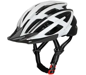 Wozinsky MTB M schwarz/weiß / Fahrradhelm / abnehmbares Visier / USB-Rücklicht