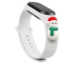 Hurtel Weihnachtsarmband mit Schneemann für XIAOMI Mi Band 3 und 4, weiß / Armband / Silikon / Weihnachtsmotiv