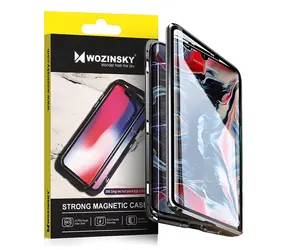 Wozinsky Vollmagnetische Schutzhülle, schwarz-transparent / Schutzhülle für Vivo X60 / Beidseitig verwendbar / Mit gehärtetem Glas