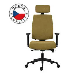 Powerton Bürostuhl ERGO JANA gelb / Synchronmechanismus / 3D-Armlehnen / Verstellbare Kopfstütze