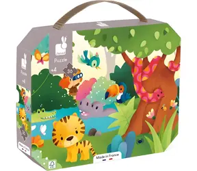 JANOD Panoramapuzzle im Koffer, Wildtiere / 36 Teile / 100 x 20 cm