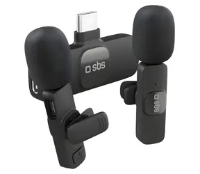 SBS Lavalier-Mikrofone mit USB-C-Empfänger, schwarz / Mikrofon / 2er-Set / USB-C