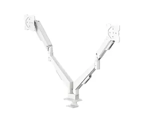 HAMA Tischhalterung für 2 Monitore, weiß / Tischhalterung für zwei Monitore / Gasfeder / 17-35 Zoll / 15 kg