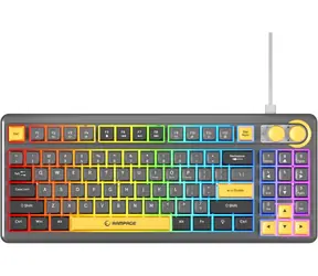 Rampage Cyclone Knob schwarz / Gaming-Tastatur / kabelgebunden / Membran / RGB-Hintergrundbeleuchtung / 90%-Layout