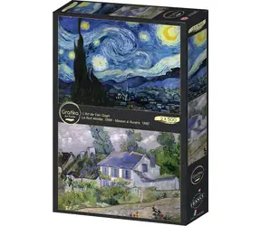 GRAPHICS Puzzle Sternennacht und das Haus Auvers / 2x500 Teile / 47,8 × 34,2 cm
