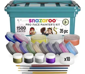 SNAZAROO Gesichtsbemalungsset Profi Box 1500 Gesichter / 15 Farben / Glitzergele / Schwämme und Pinsel