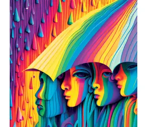 YAZZ Quadratisches Puzzle Regenbogen / 1023 Teile / 60 x 60 cm