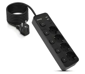 Huslog Ladestation 15W schwarz / 4X Steckdose / 2x USB-C / 2x USB-A / 5x Schalter