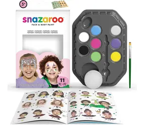 SNAZAROO Set mit 8 Schminkfarben / Schminkfarben / Schwamm, Pinsel und Anleitung / Für bis zu 40 Gesichter