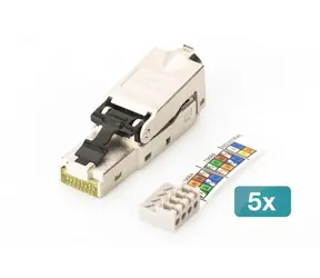 Digitus DN-93631-5 silber / RJ45 Stecker / CAT6A STP / Feldmontage / 5 Stück.