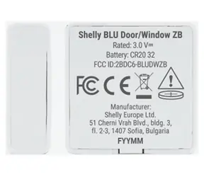 Shelly Blu Tür-/Fenstersensor ZB / Tür- und Fenstersensor / Zigbee 3.0 / Bluetooth 5 LE / Lichtsensor