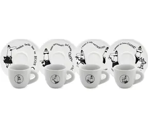 Bialetti Carousel / Set Espressotassen mit Untertassen / 4-teilig