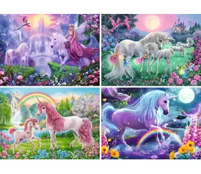 Ravensburger Puzzle Magische Einhörner 2 / 4 x 100 Teile / 36 x 26 cm