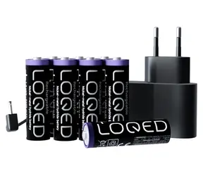 Shelly Netzteil-Set für LOQED Touch / Netzteil-Set / 8x AA NiMH-Akkus / 3 m Netzadapter