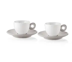 Guzzini Everyday grau / Espressotassen-Set / 2 Stück / 50 ml / Porzellan, Kunststoff