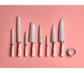 Wüsthof CLASSIC COLOUR Pink Himalayan Salt / Santokumesser / Hohlschliff / 17 cm / Chrom-Molybdän-Vanadium-Stahl