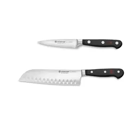 Wüsthof CLASSIC Messerset, 2-teilig / Santoku 17 cm + Gemüsemesser 9 cm / geschmiedeter Stahl / Solingen