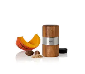 AdHoc MUSKATO Gewürzmühle aus Akazie und Edelstahl / für Muskatnuss und Tonkabohne / PreciseCutDuo® / 11,3 cm