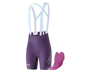 Rockbros YDDK017-1 lila / Damen-Radhose mit Trägern / Mit Sitzpolster / Größe S