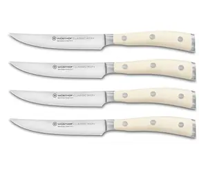 Wüsthof CLASSIC IKON Creme 4er-Set Steakmesser 12 cm / Steakmesser / gerade Klinge / 58 HRC