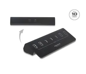 DeLock USB-Hub mit 7 Ports, schwarz / USB-Hub / 3× USB-C + 4× USB-A / 10 Gbit/s / Metallgehäuse