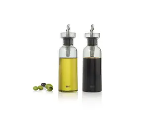 AdHoc AromaPour Öl- und Essigspender-Set aus dunklem Glas / 300 ml / Borosilikatglas / 4-in-1-Verschluss