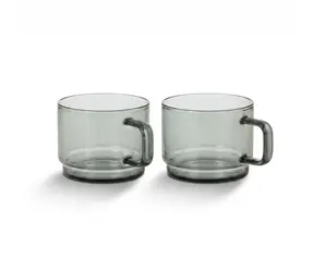 AdHoc IMPACT dunkles Glas / Set Cappuccino-Tassen / 2 Stück / 300 ml