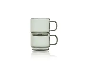AdHoc IMPACT Set mit 2 Espressotassen aus dunklem Glas / Espressotasse / 70 ml / Borosilikatglas