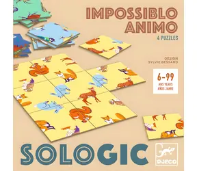 DJECO Logikspiel Sologic Impossiblo Tiere / 4 Rätsel / 9 Teile
