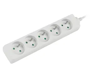 Lanberg weißes Verlängerungskabel / 5 Steckdosen / Französischer Stecker / 1,5 m / ohne Schalter