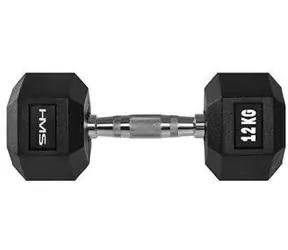 HMS Einhand-Hantel Hex Pro, gummiert / 12 kg