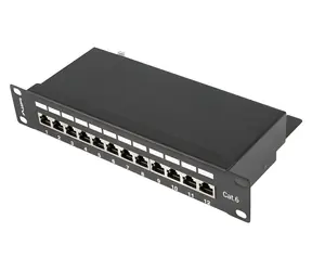 Lanberg PPF6-9012-B schwarz / Patchpanel / 12 RJ-45-Anschlüsse / STP / Cat 6 / 10"