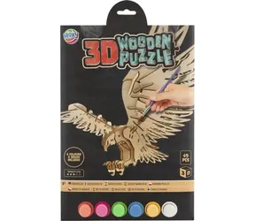 MOXY 3D-Malpuzzle aus Holz - Adler / Ohne Klebstoff / Selbstfärbend / Naturmaterial