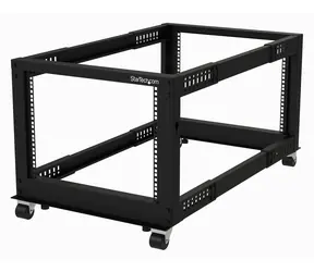 StarTech Open Rack 8U Mobil / Offener Schrank / 4-Pfosten / Verstellbare Tiefe 22-40 Zoll / Tragfähigkeit 544 kg