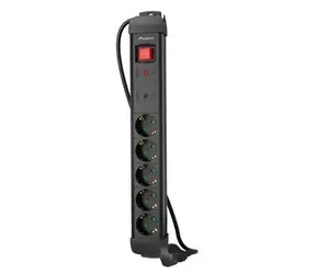 Lanberg SP1 schwarz / Verlängerungskabel / 230 V / 5 Steckdosen / 3 m