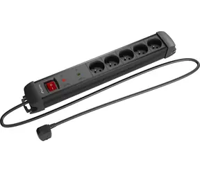 Lanberg SP1 schwarz / Verlängerungskabel mit Überspannungsschutz / 5 Steckdosen / 1,5 m / 230 V
