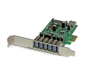StarTech PCIe-Karte, USB 3.0, 7 Ports, grün / USB-Controller / PCI Express / USB-A / Renesas / NEC µPD720201 Chipsatz