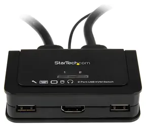 StarTech 2-Port HDMI KVM-Switch, schwarz / KVM-Switch / integriertes Kabel (0,85 m) / 1920 x 1200 Pixel / USB