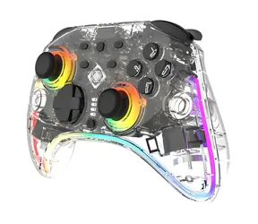 Deltaco GAM-198-T transparenter Gamecontroller / Bluetooth/USB-C / Nintendo Switch, Switch 2, PC / RGB-Hintergrundbeleuchtung