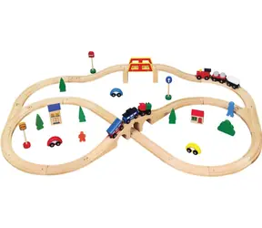 VIGA Holzeisenbahn-Set / 49 Teile / 105 x 64 x 11 cm