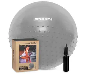 Spokey HALF FIT grau / Gymnastikball / 2-in-1-Massage / 55 cm / Pumpe inklusive