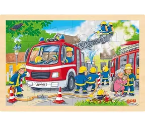 GOKI Holzpuzzle Feuerwehrmann / 24 Teile / 27,5 x 17,5 cm