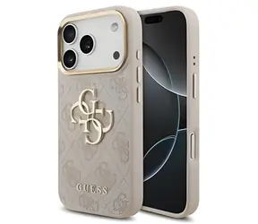 Guess PU-Leder 4G Logo Goldrahmen pink / Rückseite / iPhone 18 Pro