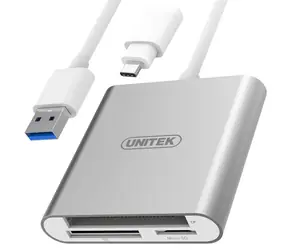 Unitek Y-9313D silber / Speicherkartenleser / USB 3.0 / CF, SDXC, microSD / USB-C-Adapter