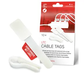 Label the cable: Kabeletiketten mit Klettverschluss, weiß, 10 Stück / Kabelorganizer / wiederverwendbar
