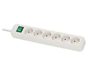 Brennenstuhl Eco-Line weiß / Verlängerungskabel / 6-fach Steckdose / 45° / 3 m / Ein-/Ausschalter / 3500 W