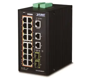 Planet IGS-20160HPT / Industrie-Switch / L3 / 18x 1Gb / 16x PoE 802.3at 320W / 2x 2,5Gb SFP / -40 bis 75°C / IP30