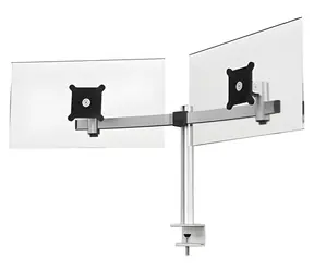 Durable PRO 2 silber / Tischhalterung für zwei Monitore / Tischklemme / VESA 75x75-100x100 / Tragkraft 8 kg / 21-27 Zoll
