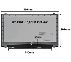 15,6" SIL LCD-Panel HD matt / Ersatzteil / 1366 x 768 / 30 Pins / Griffe oben und unten / LED